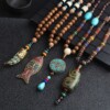 Naszyjnik drewniany nepal buddyjski mala amulet talizman koraliki handmade - miniatura 3