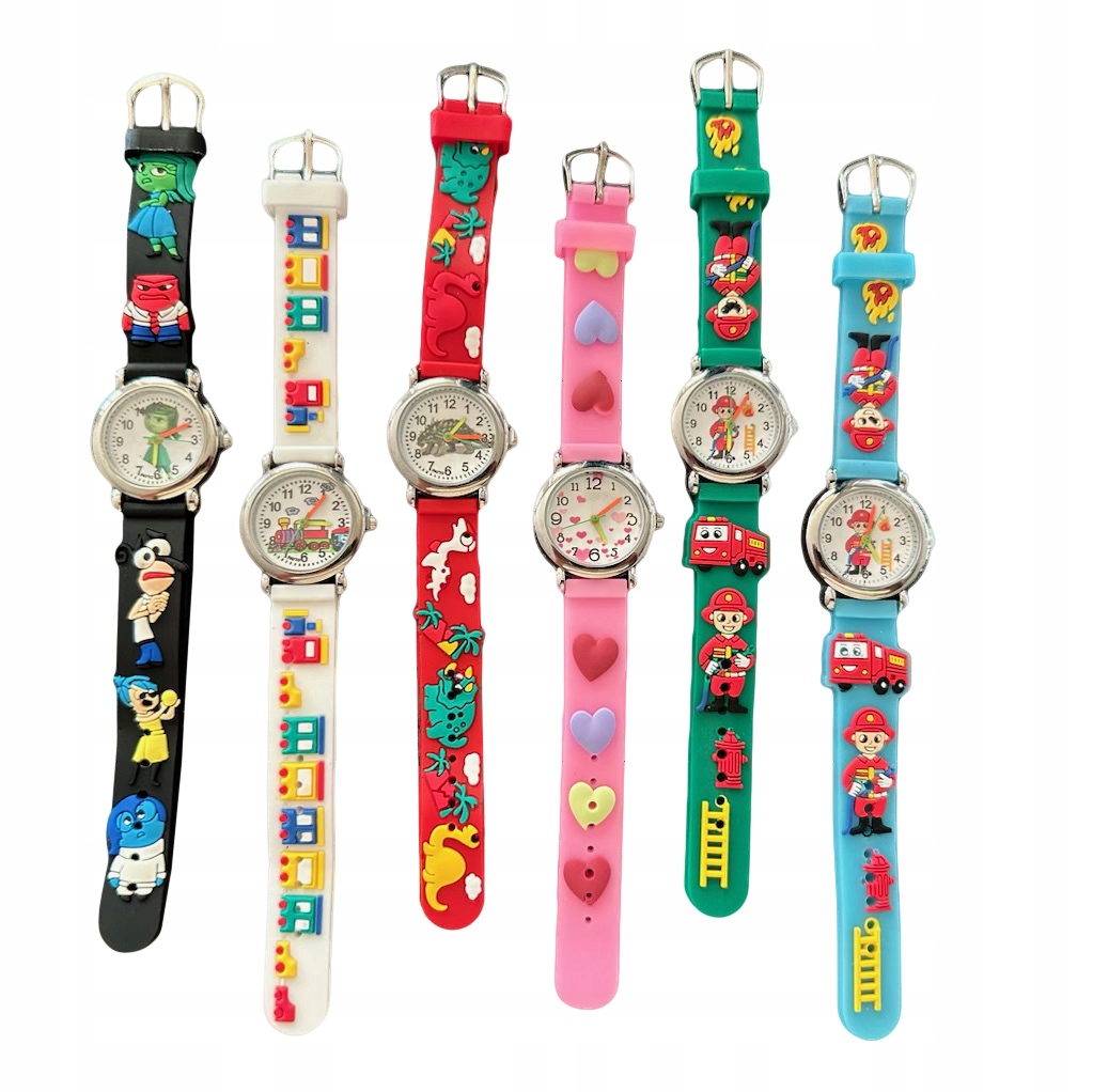 Zegarek dla dzieci na gumce wygodny od 3 lat do nauki kolorowy pociągi - zdjęcie 2