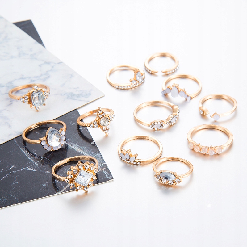 Złoty zestaw pierścionków retro punk boho 10 - obrazek 4