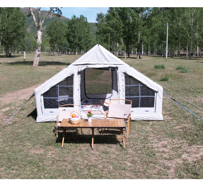 Duży namiot kempingowy pompowany 4 osobowy dmuchany pompka 6.4m2 320x200cm - zdjęcie 9