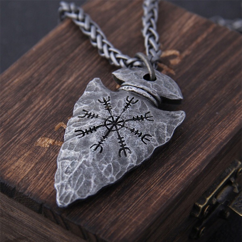 Naszyjnik grot strzał runy aegishjalmur wiking 121 - zdjęcie 2