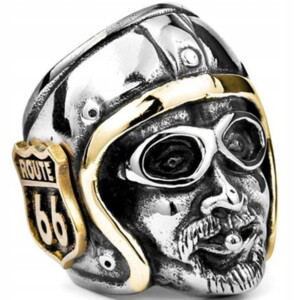 Pierścień sygnet motocyklisty route 66 biker 247 - miniatura 1