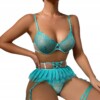 Komplet bielizny damskiej stanik sukienka pasy stringi seksowny turkusowy m - miniatura 2