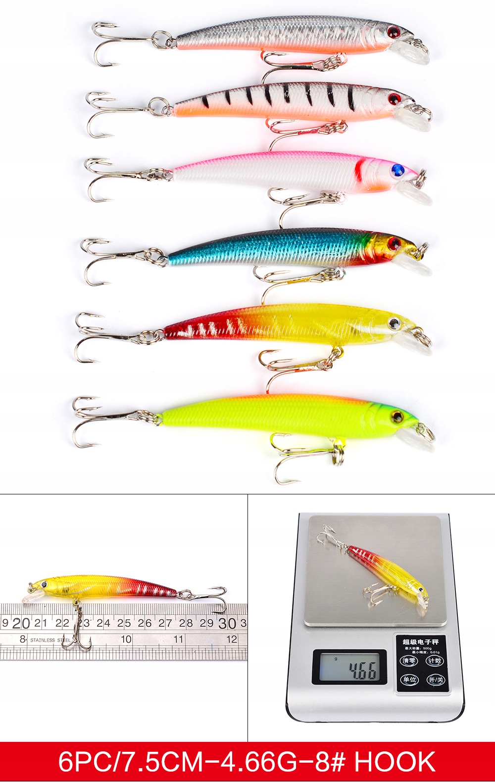Zestaw woblerów na szczupaka sandacz okoń przynęty 43szt 4-8g 4.5-10cm - obrazek 9