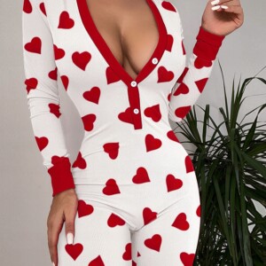 Piżama damska prezent na walentynki dla dziewczyny z klapką serduszka m - miniatura 9