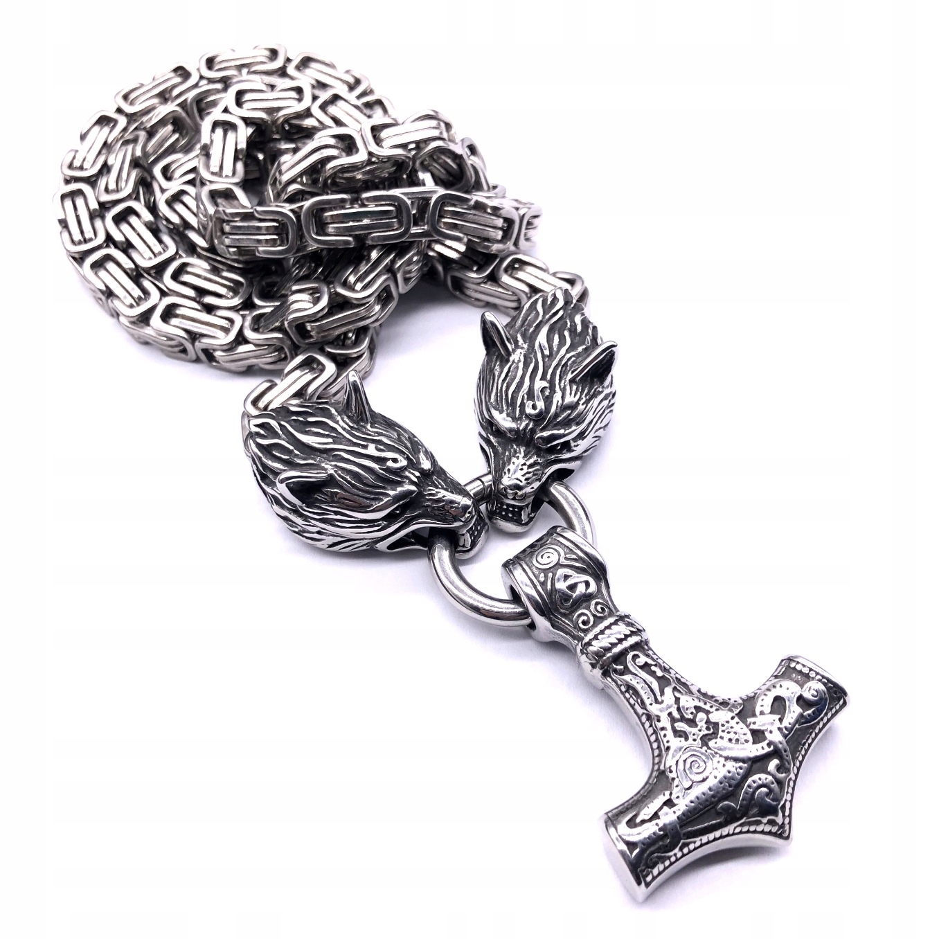 Naszyjnik męski młot thora wilki gruby 117 - zdjęcie 3