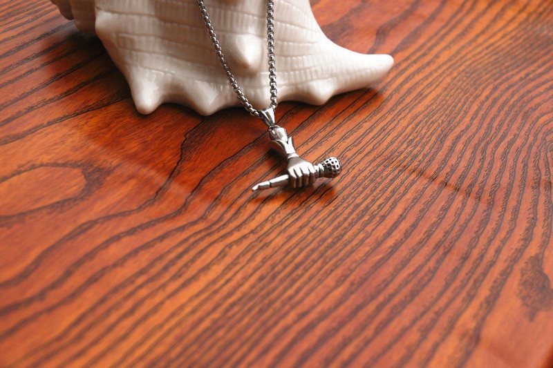 Naszyjnik srebrny mikrofon raper piosenkarka 341 - obrazek 6