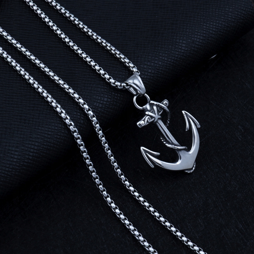 Naszyjnik srebrny stal łańcuszek kotwica 315 - obrazek 6