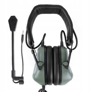 Słuchawki wojskowe militarne taktyczne profesjonalne zielone mikrofon - miniatura 6