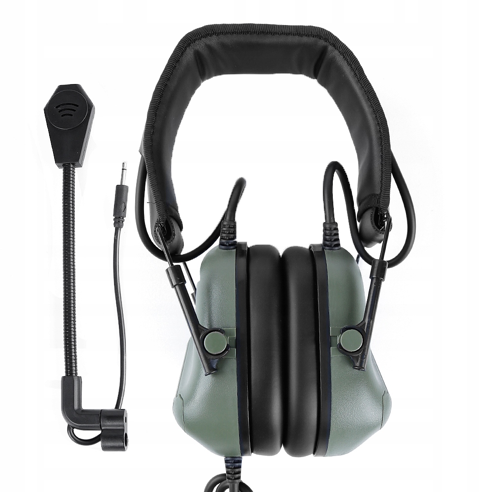 Słuchawki wojskowe militarne taktyczne profesjonalne zielone mikrofon - obrazek 6