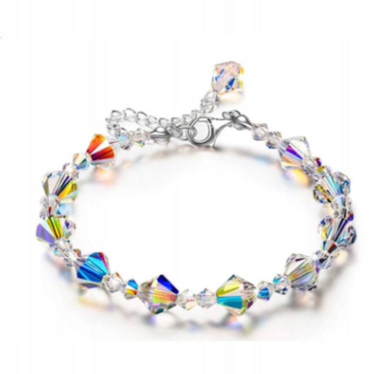 Bransoletka charms kryształy kolorowa 102