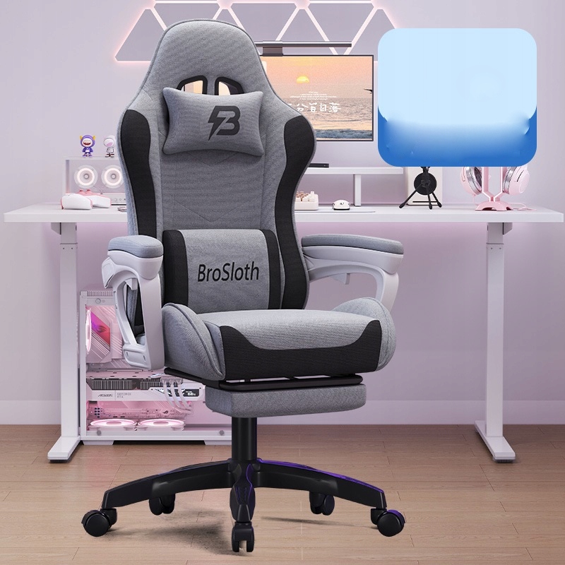 Fotel gamingowy ergonimiczny biurowy obrotowy z podnóżkiem szary do biura - obrazek 4