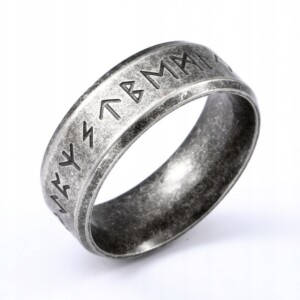 Pierścień stalowy srebrny wikingów 316l amulet 212