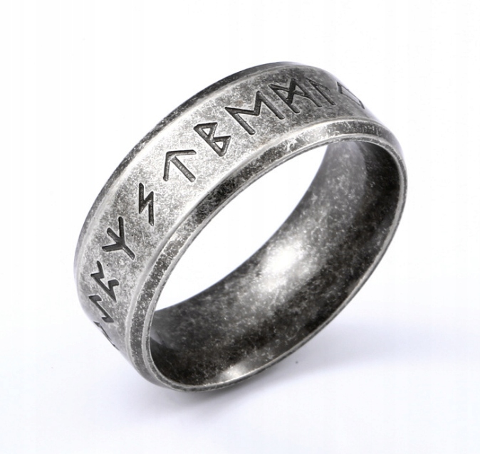 Pierścień stalowy srebrny wikingów 316l amulet 212