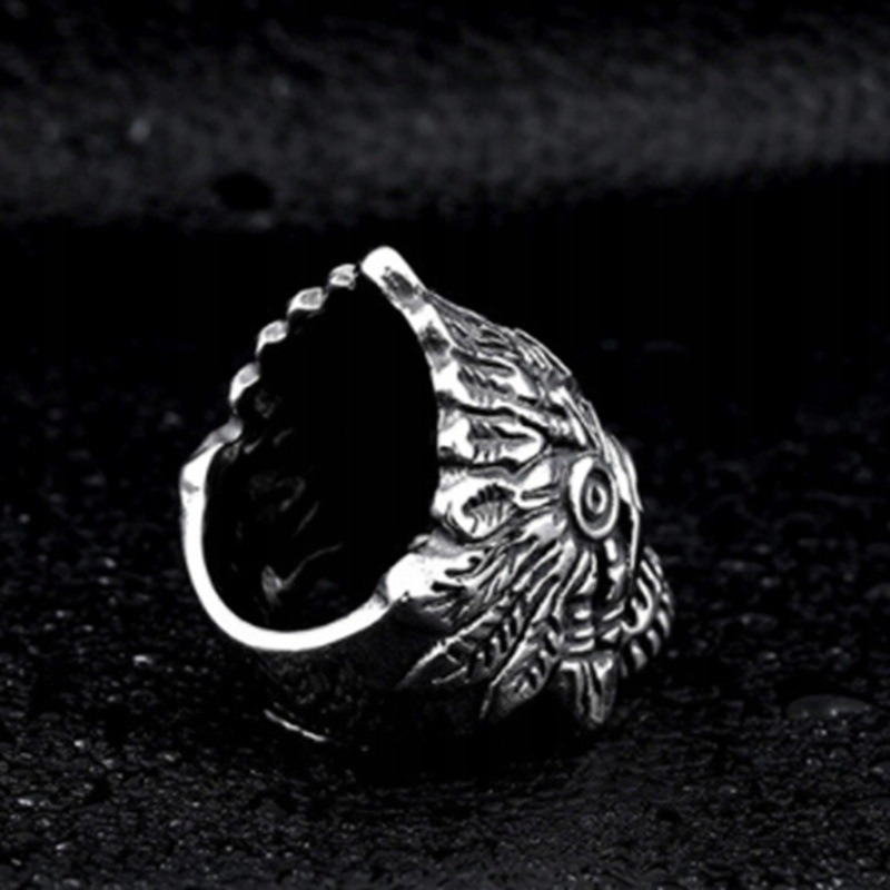 Pierścień sygnet obrączka indiański czaszka 453 - obrazek 3