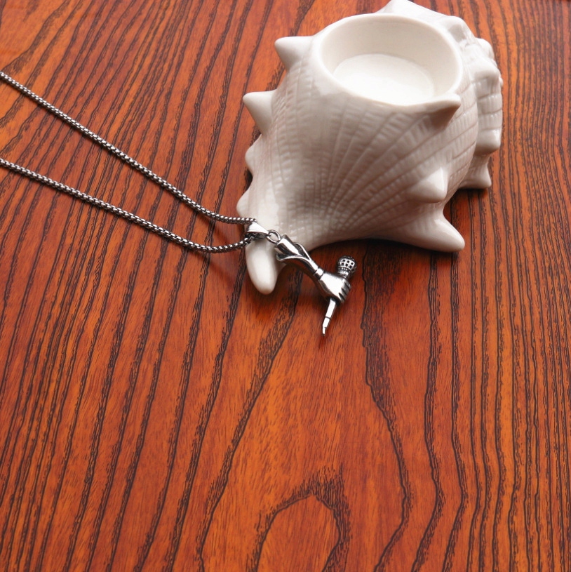 Naszyjnik srebrny mikrofon raper piosenkarka 341 - obrazek 10