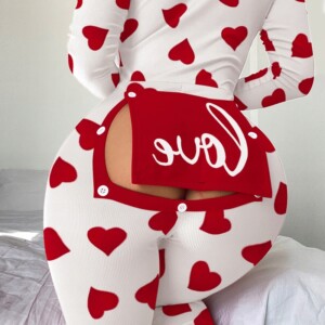 Piżama damska prezent na walentynki dla dziewczyny z klapką serduszka m - miniatura 8