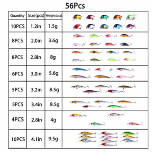 Zestaw woblerów na szczupaka sandacz okoń przynęty 56szt 2-8.5g 3-10cm - miniatura 6