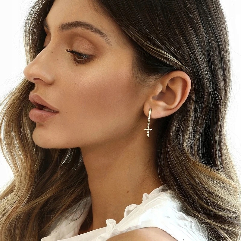 Kolczyki miedziane modne klasyczne k03 złote - obrazek 3