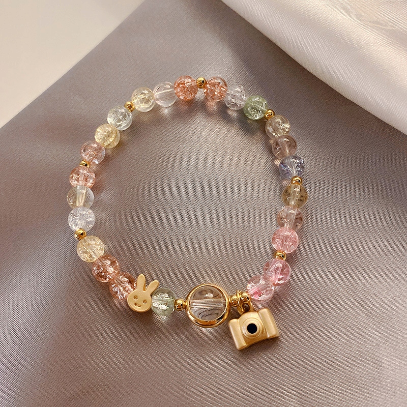 Bransoletka charms kryształy królik kamera 104 - obrazek 2