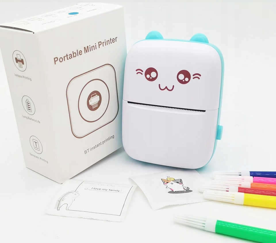 Mini drukarka termiczna dzieci kot zdjęcia notatki - obrazek 15