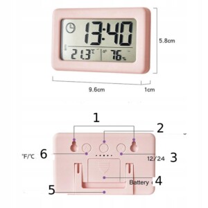 Stacja pogody zegar wilgotność temperatura biały - miniatura 4