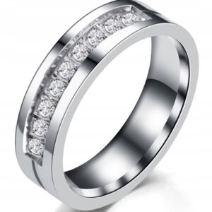 Złoty pierścionek obrączka ślubna stal 316l r.28 - miniatura 1