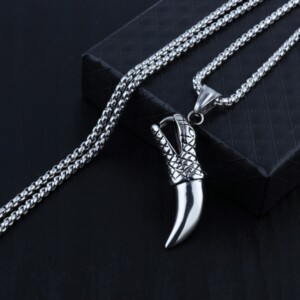 Naszyjnik srebrny łańcuszek pazur drapieżnik 345 - miniatura 8