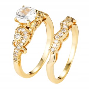 Złote obrączki ślubne stal para pozłacane r.17/19 - miniatura 2