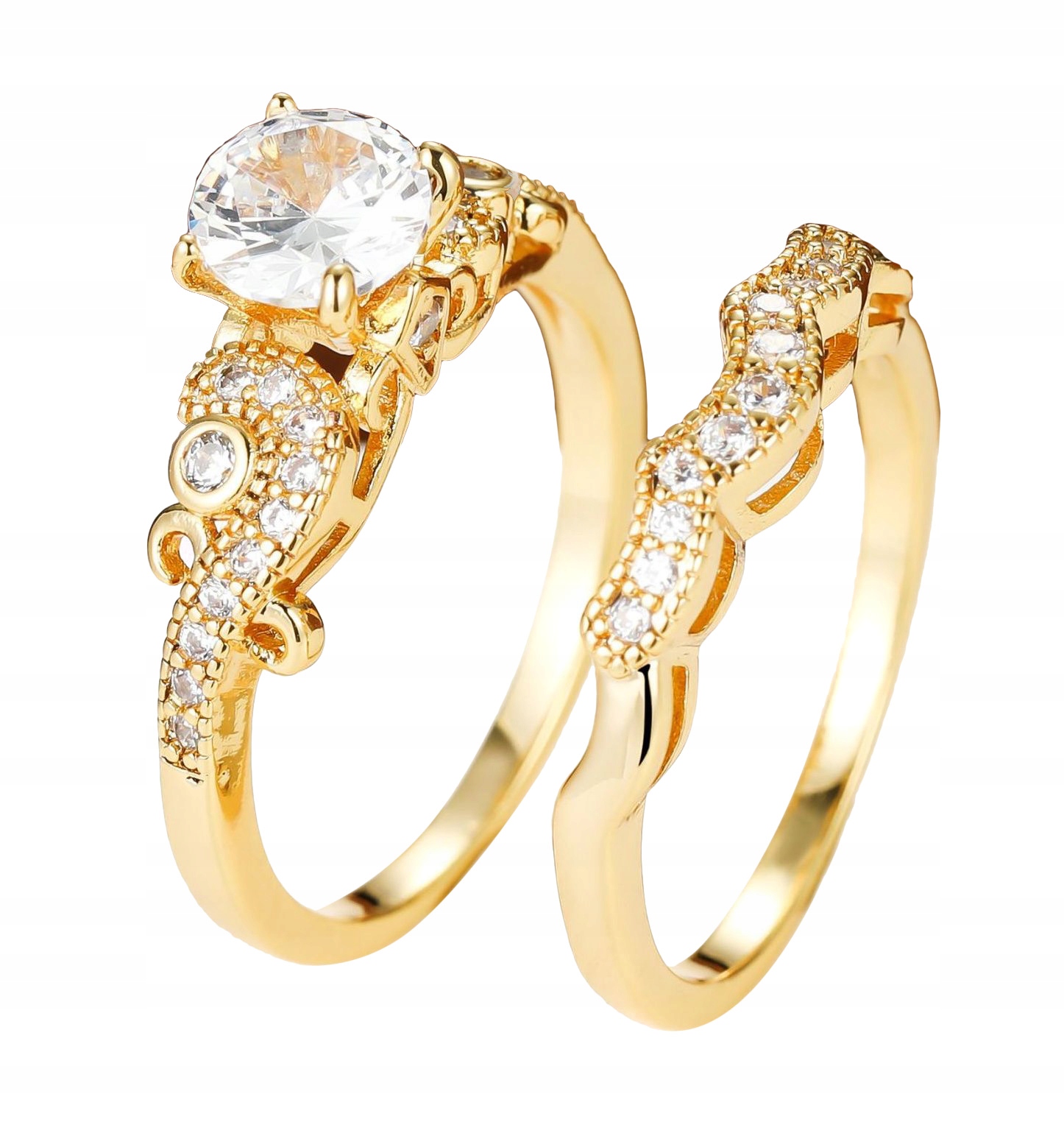 Złote obrączki ślubne stal para pozłacane r.17/19 - zdjęcie 2