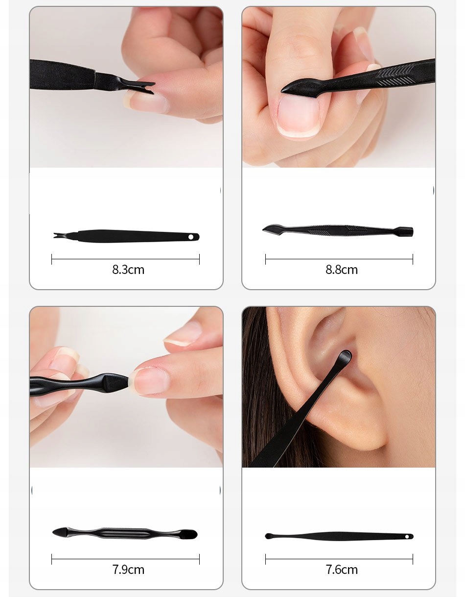Zestaw do manicure pedicure twarzy podróżny 18 szt xxl czarny cążki etui - zdjęcie 14