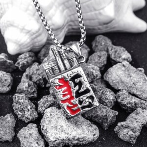 Naszyjnik srebrny łańcuszek stal znaki symbol 351 - miniatura 6