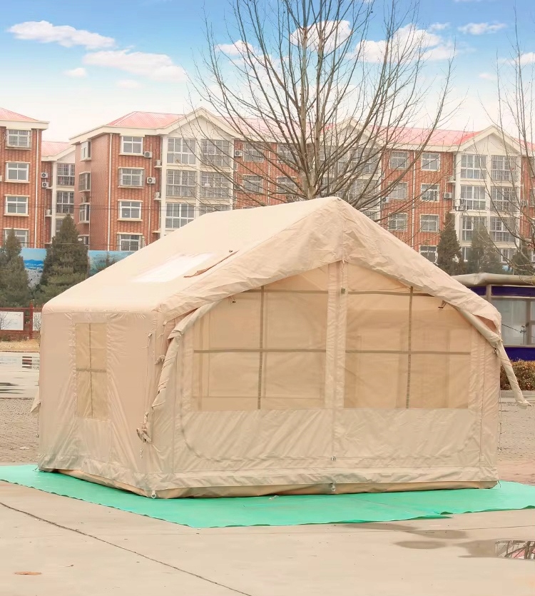 Duży namiot kempingowy pompowany 5 osobowy dmuchany pompka 8m2 320x250cm - zdjęcie 11