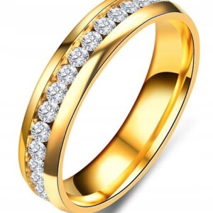 Złota obrączka ślubna pierścionek stal 316l r.22 - miniatura 1