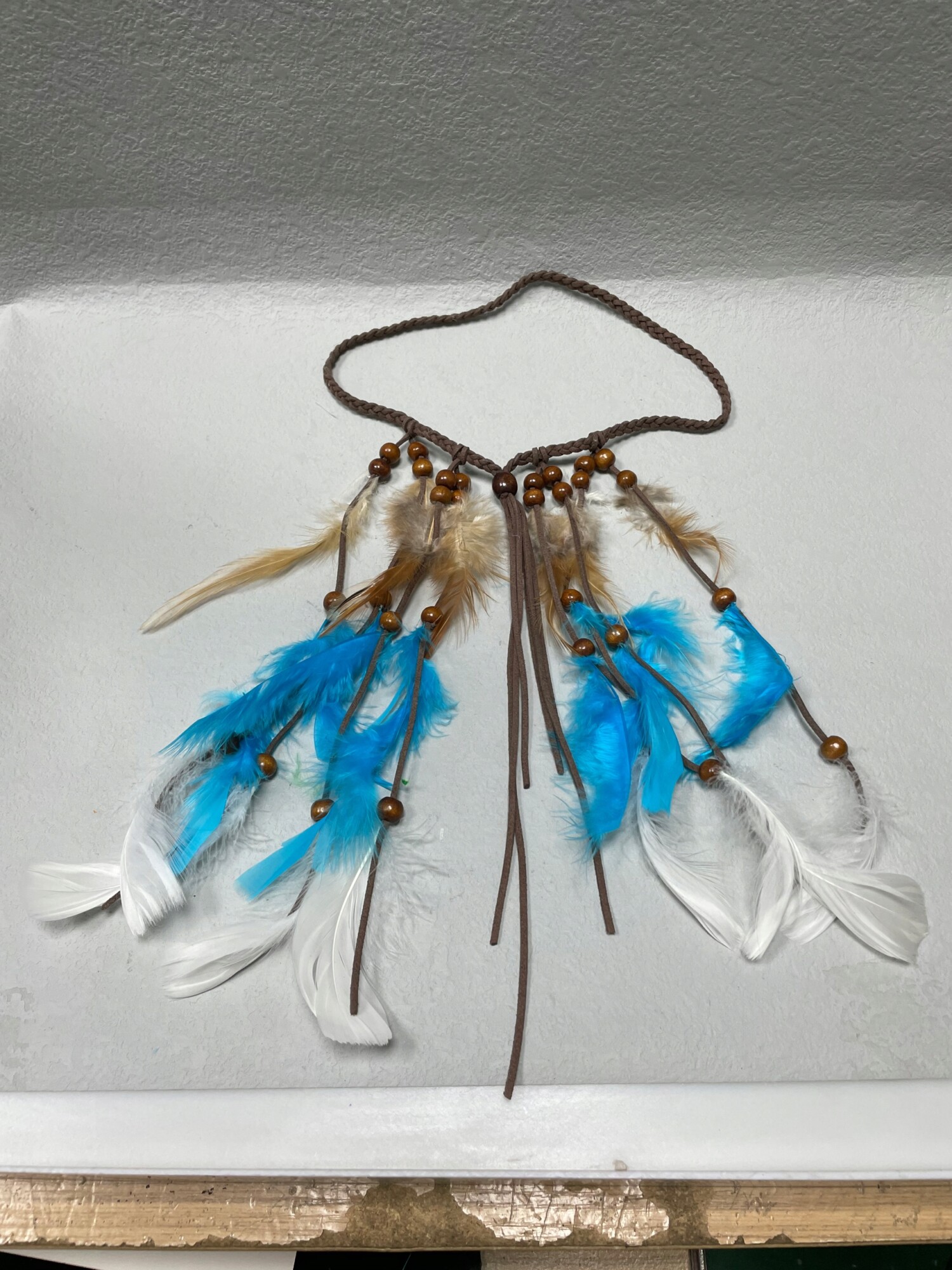 Pióropusz opaska do włosów indiański niebieski a11 - zdjęcie 4