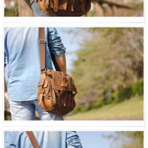 Duża torba męska listonoszka vintage retro miejska ekoskóra czarno brązowa - miniatura 11