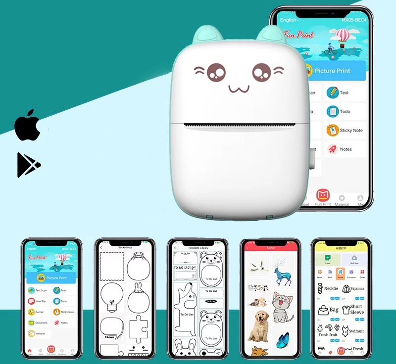 Mini drukarka termiczna dzieci kot zdjęcia notatki - obrazek 8