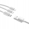 Kabel ładowarka 3w1 1.2m typ-c lightning usb-c 5a - miniatura 2