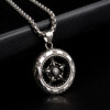 Naszyjnik srebrny stal gwiazda kwiat runa 370 - miniatura 5