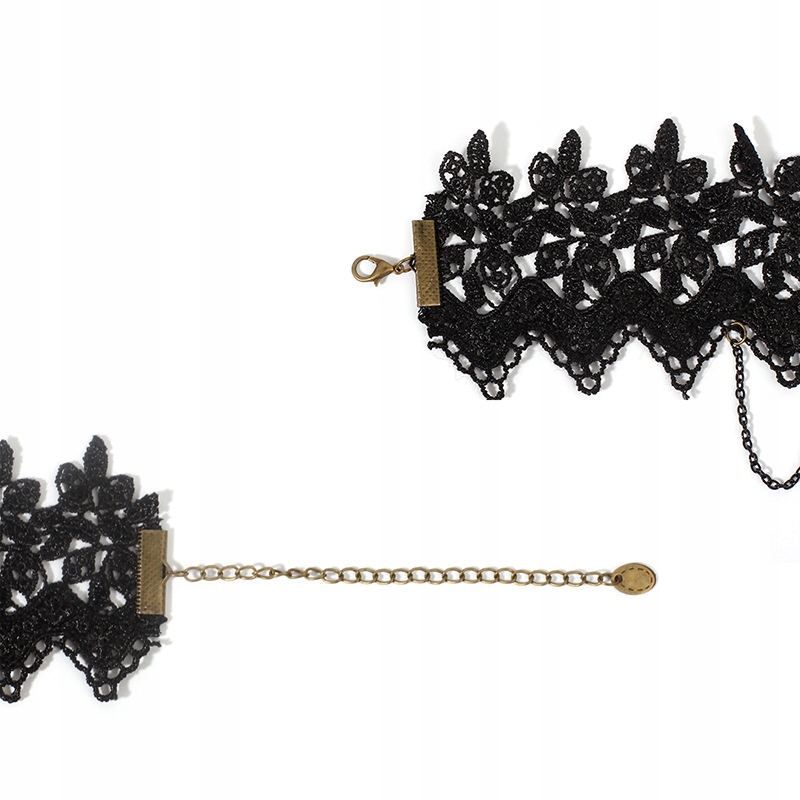 Choker koronkowy haft czarny naszyjnik gothic ch03 - obrazek 5