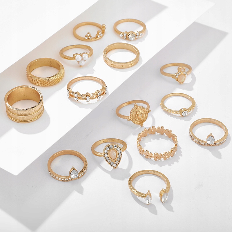 Złoty zestaw pierścionków retro punk boho 84 - obrazek 6