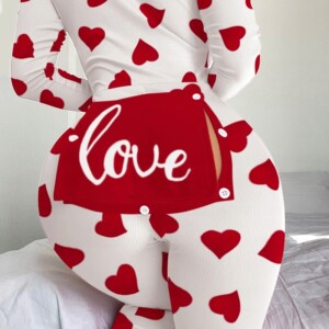 Piżama damska prezent na walentynki dla dziewczyny z klapką serduszka m - miniatura 7
