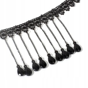 Choker koronkowy haft czarny naszyjnik gothic ch01 - miniatura 4