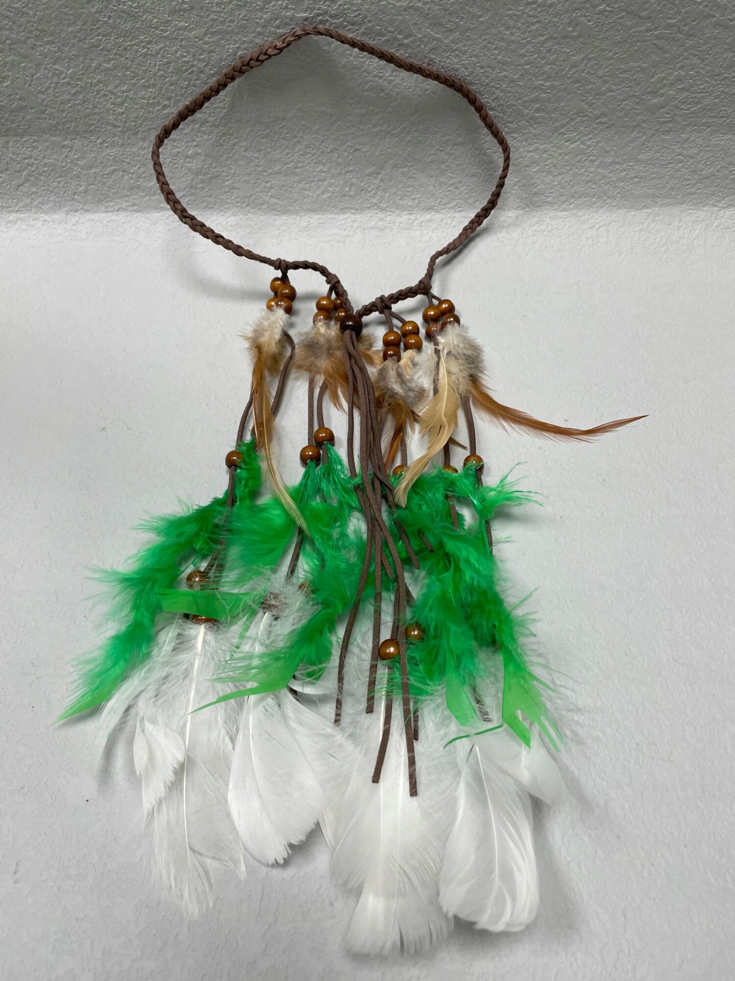 Pióropusz opaska do włosów indiański zielony a10 - obrazek 3