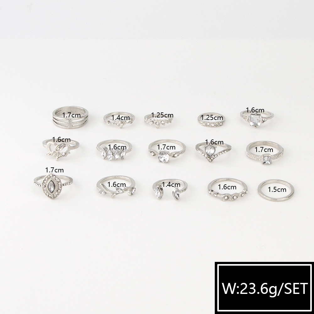 Srebrny zestaw pierścionków retro punk boho 96 - obrazek 8