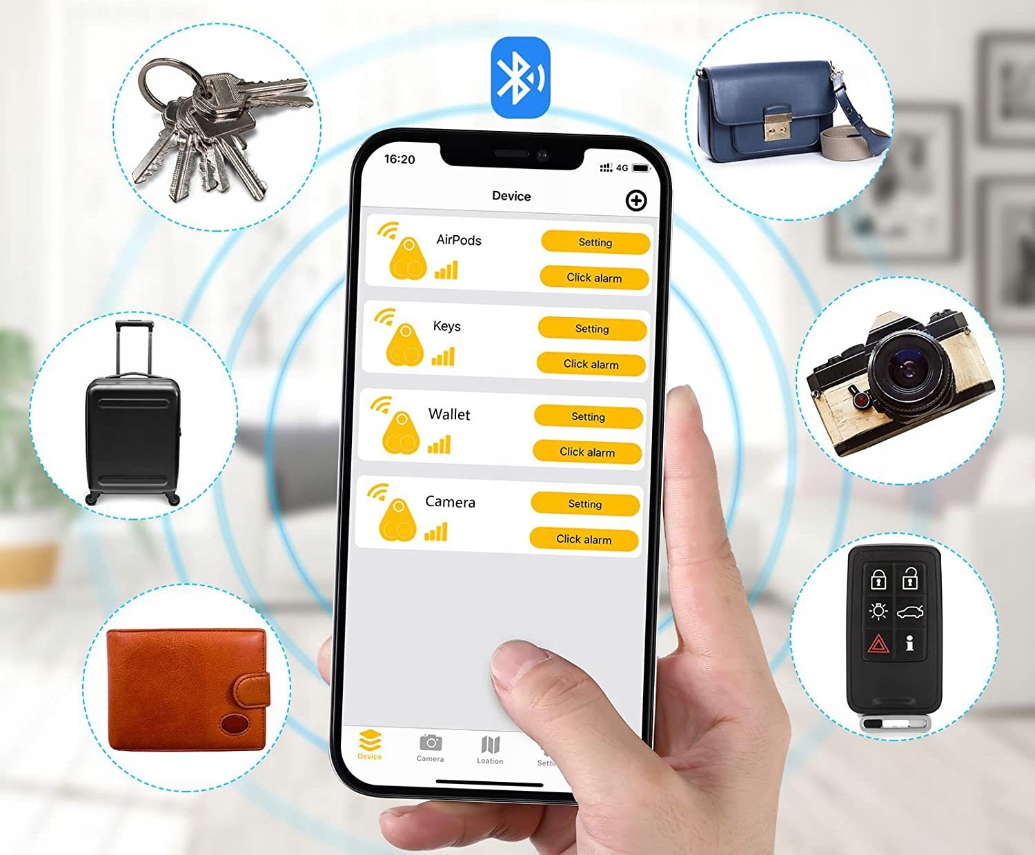 Lokalizator bluetooth kluczy dziecka przedmiotów telefon ios android czarny - obrazek 6