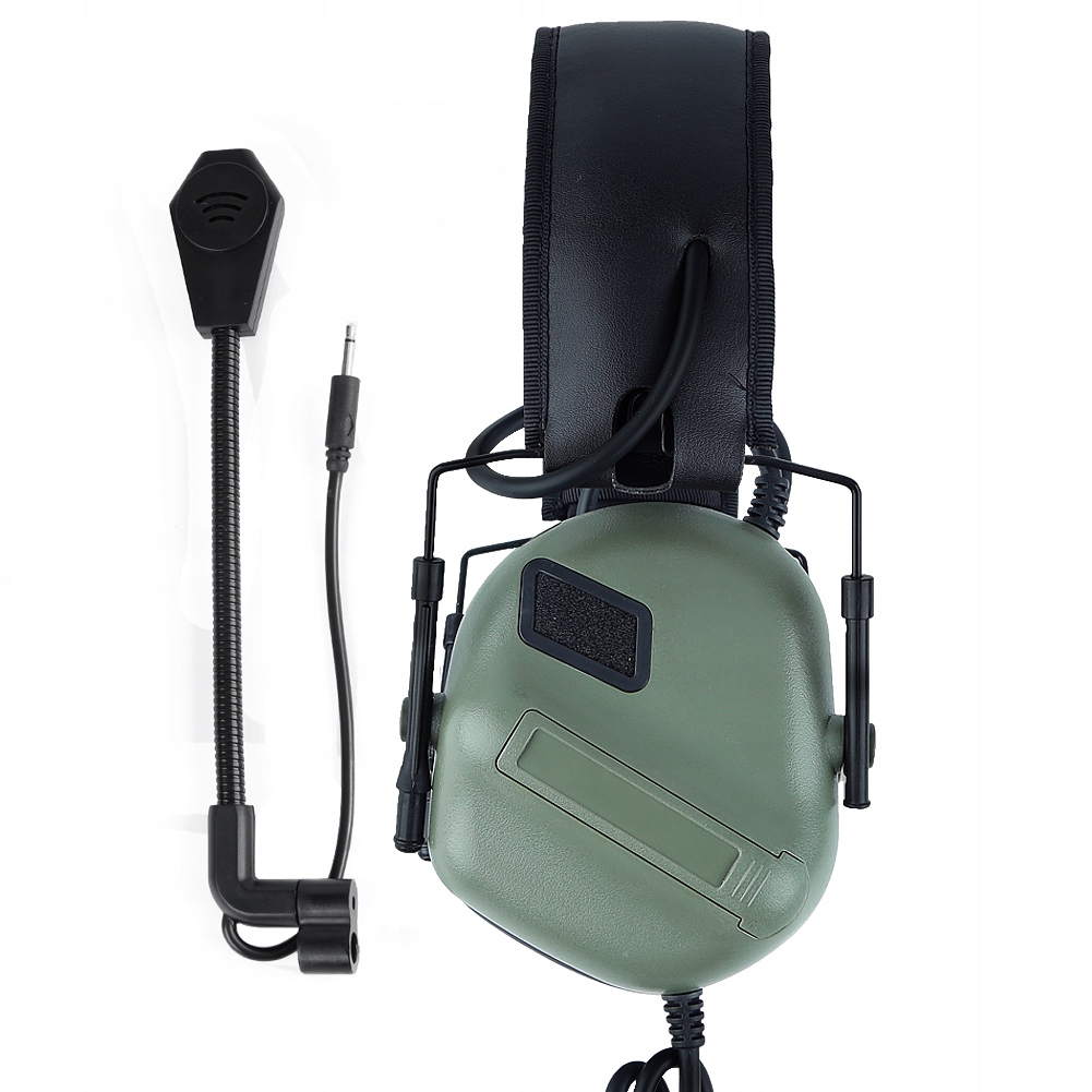 Słuchawki wojskowe militarne taktyczne profesjonalne zielone mikrofon - obrazek 4