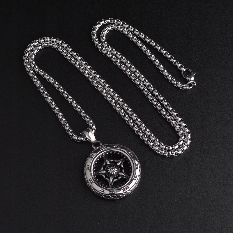 Naszyjnik srebrny stal gwiazda kwiat runa 370 - obrazek 3