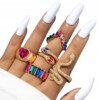 Zestaw złotych pierścionków retro punk vintage 5 sztuk wąż serce multicolor - miniatura 1