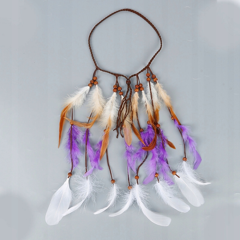 Pióropusz opaska do włosów indiański fioletowy a12 - obrazek 3